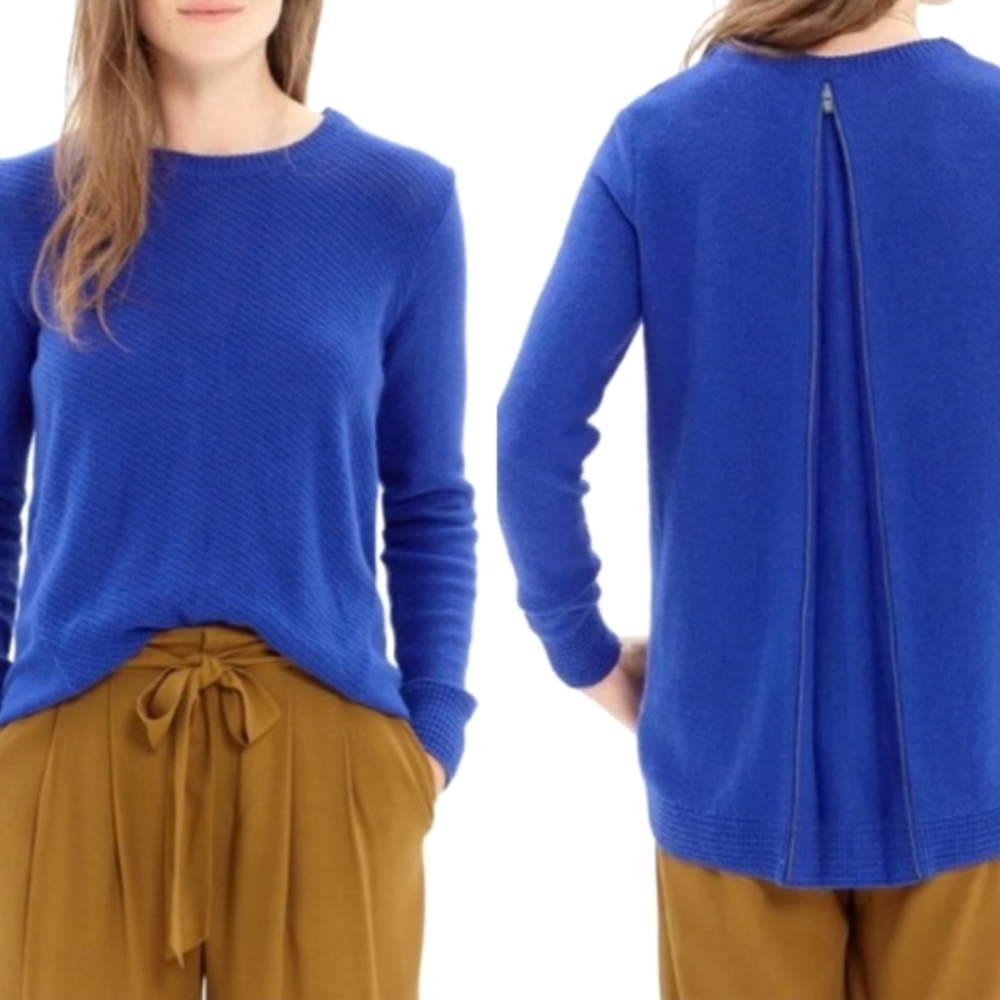 Madewell blue back zip pullover sweater women's size small